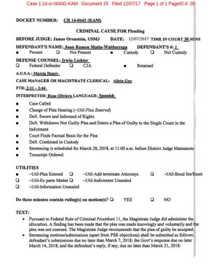 Juan Ramón Matta Waldurraga se declara culpable en Corte de Nueva York